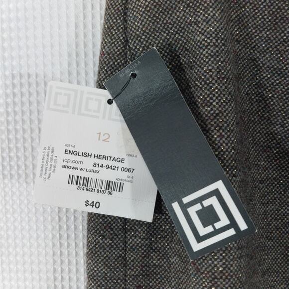 NWT@$40! LIZ CLAIBORNE! ESPRESSO BROWN AND METALLIC GOLD WOVEN SKIRT! SZ 12 - Picture 6 of 9